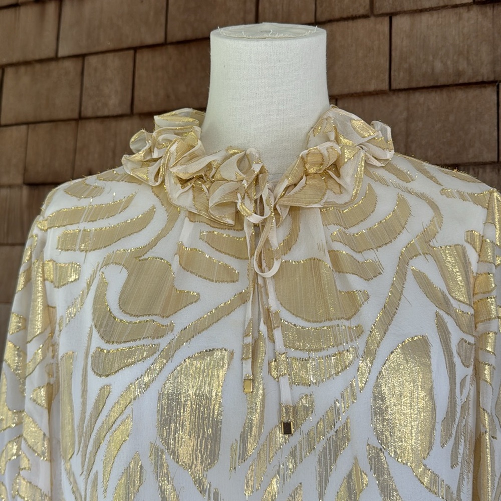 Alex Marie Gold Ruffle Blouse - Picture 2 of 6